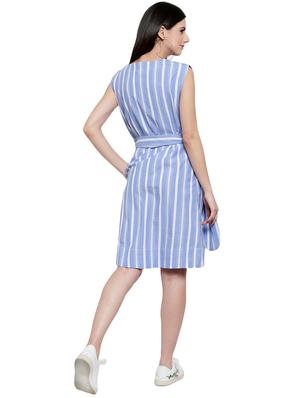 striped belted button up dress - 15854466 - Standard Image - 3