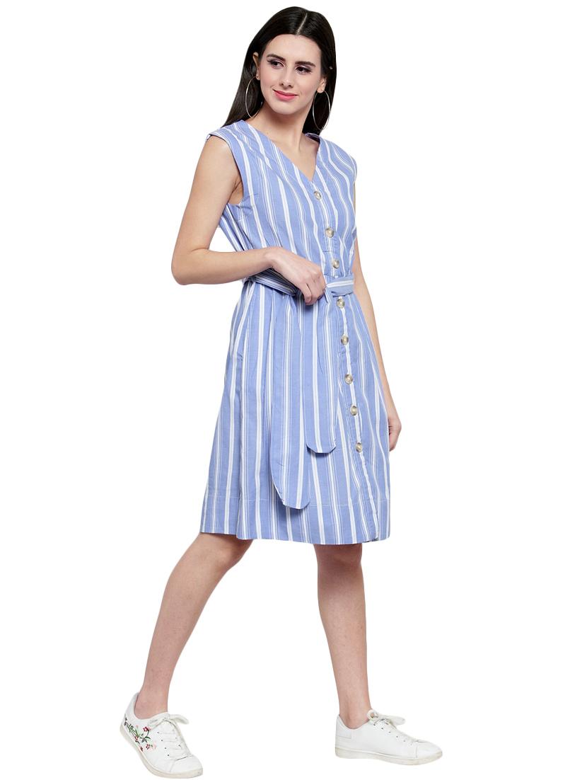 striped belted button up dress - 15854466 - Zoom Image - 2