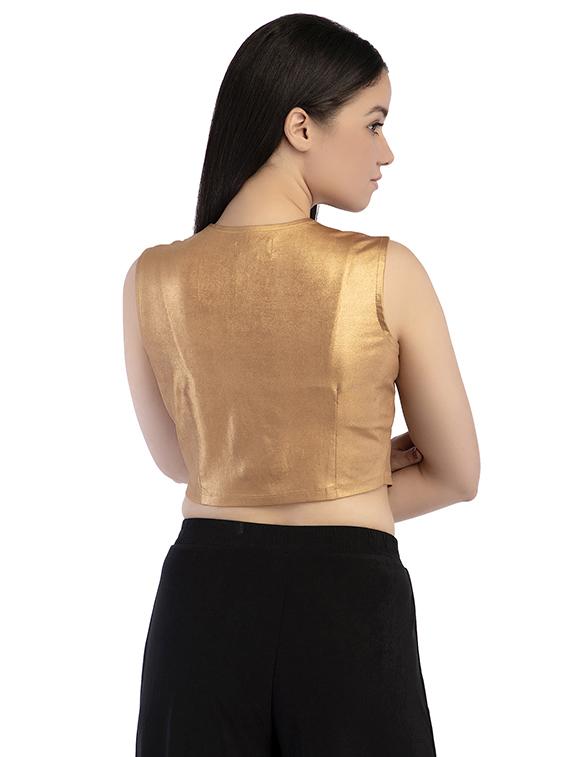 zip-up metallic crop top - 15854709 - Zoom Image - 3