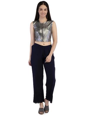 zip-up metallic crop top - 15854710 - Standard Image - 4