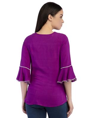 bell sleeved embroidered tunic - 15854714 - Standard Image - 3