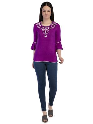 bell sleeved embroidered tunic - 15854714 - Standard Image - 4