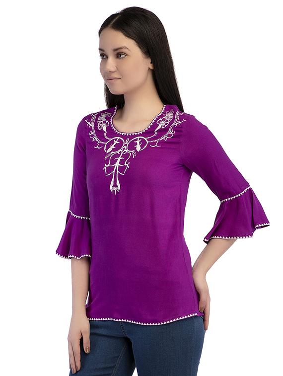 bell sleeved embroidered tunic - 15854714 - Zoom Image - 2