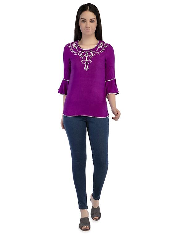 bell sleeved embroidered tunic - 15854714 - Zoom Image - 4