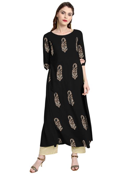 foil print a-line kurta - 15854744 - Standard Image - 1