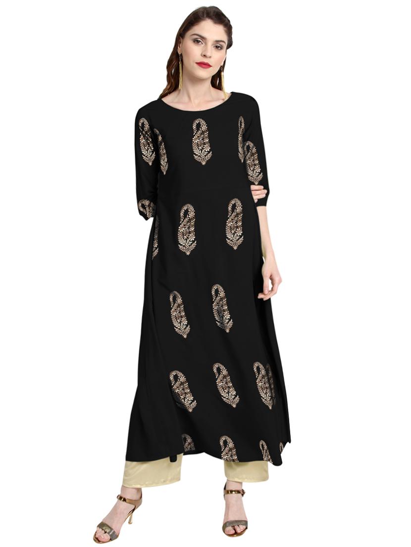 foil print a-line kurta - 15854744 - Zoom Image - 1