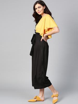 ruffle detail top & pleated trouser set - 15855190 - Standard Image - 3