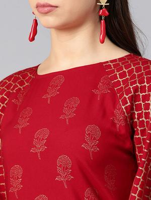 foil printed flared sleeved top with salwar - 15855191 - Standard Image - 5