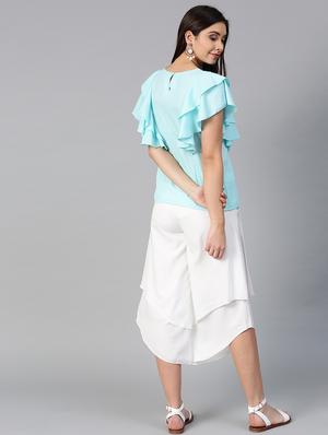 ruffle detail top & layered culottes set - 15855196 - Standard Image - 3