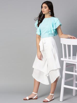 ruffle detail top & layered culottes set - 15855196 - Standard Image - 4