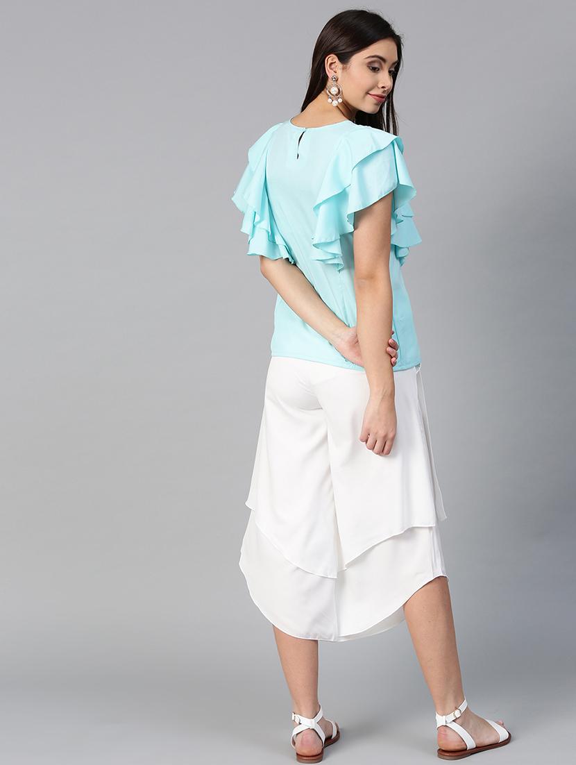 ruffle detail top & layered culottes set - 15855196 - Zoom Image - 3
