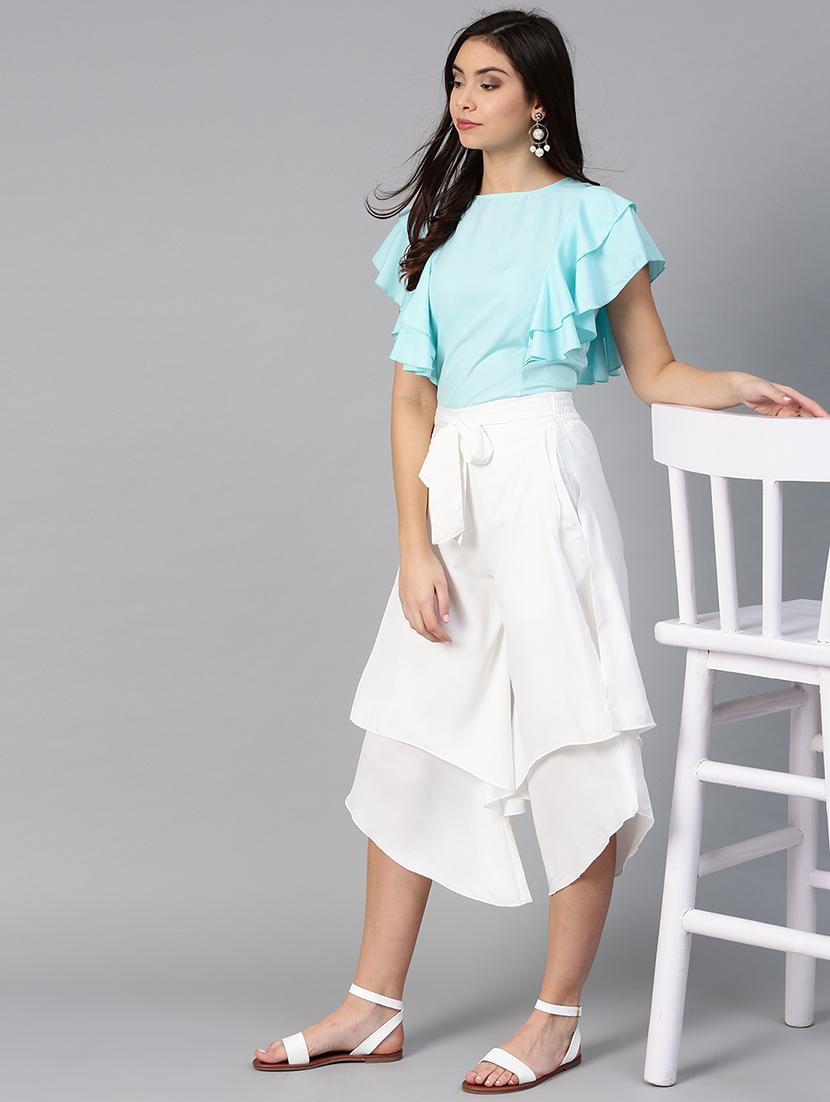 ruffle detail top & layered culottes set - 15855196 - Zoom Image - 4