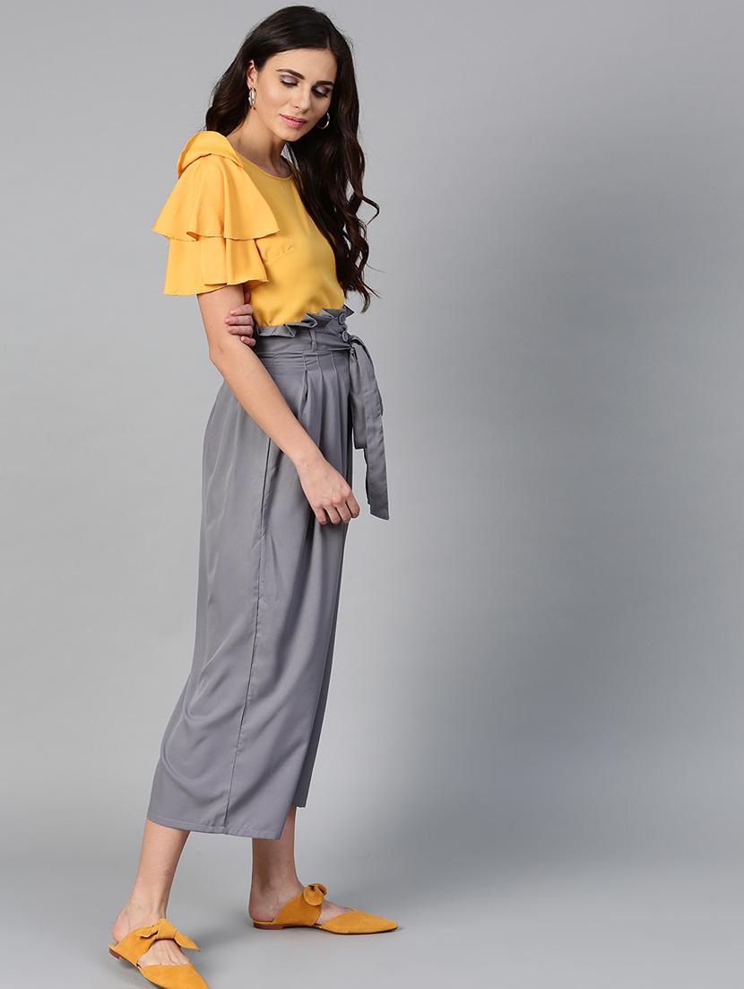 ruffle detail top & pleated trouser set - 15855198 - Zoom Image - 2