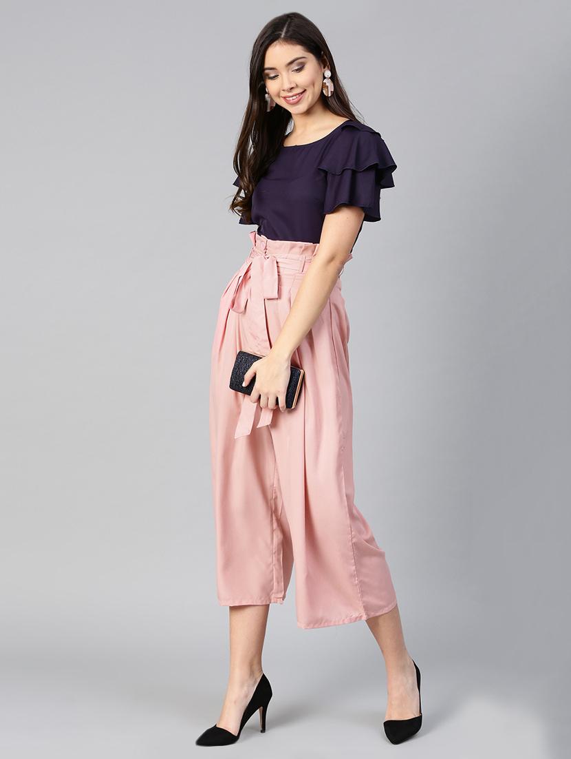 ruffle detail top & pleated trouser set - 15855201 - Zoom Image - 2