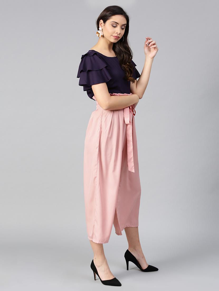 ruffle detail top & pleated trouser set - 15855201 - Zoom Image - 3