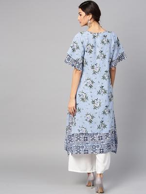 printed a-line kurta - 15855208 - Standard Image - 3