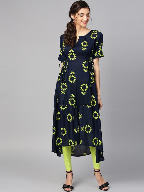 high low printed kurta - 15855215 - Standard Image - 1