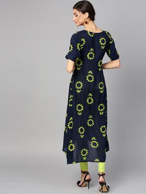 high low printed kurta - 15855215 - Standard Image - 3