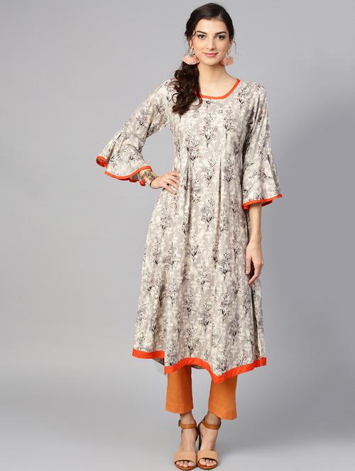 bell sleeves a-line kurta - 15855220 - Standard Image - 1