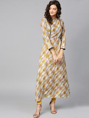 geometrical print a-line kurta - 15855224 - Standard Image - 2