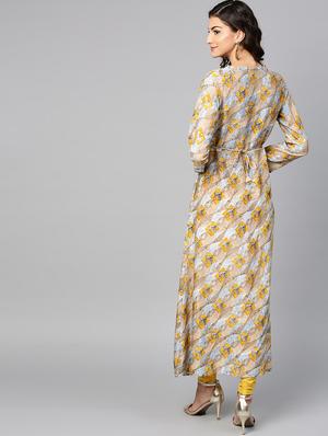 geometrical print a-line kurta - 15855224 - Standard Image - 3