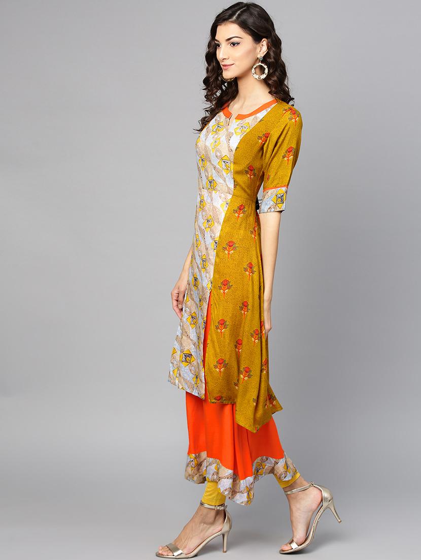 layered printed kurta - 15855225 - Zoom Image - 2