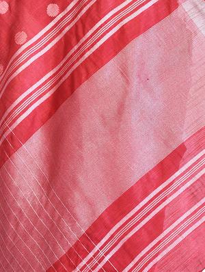 striped coral red linen woven saree with blouse - 15855806 - Standard Image - 3