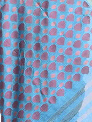 geometrical motif linen woven saree with blouse - 15855824 - Standard Image - 3