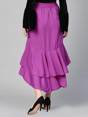 tie-knot waist ruffled high-low skirt - 15856027 - Standard Image - 3