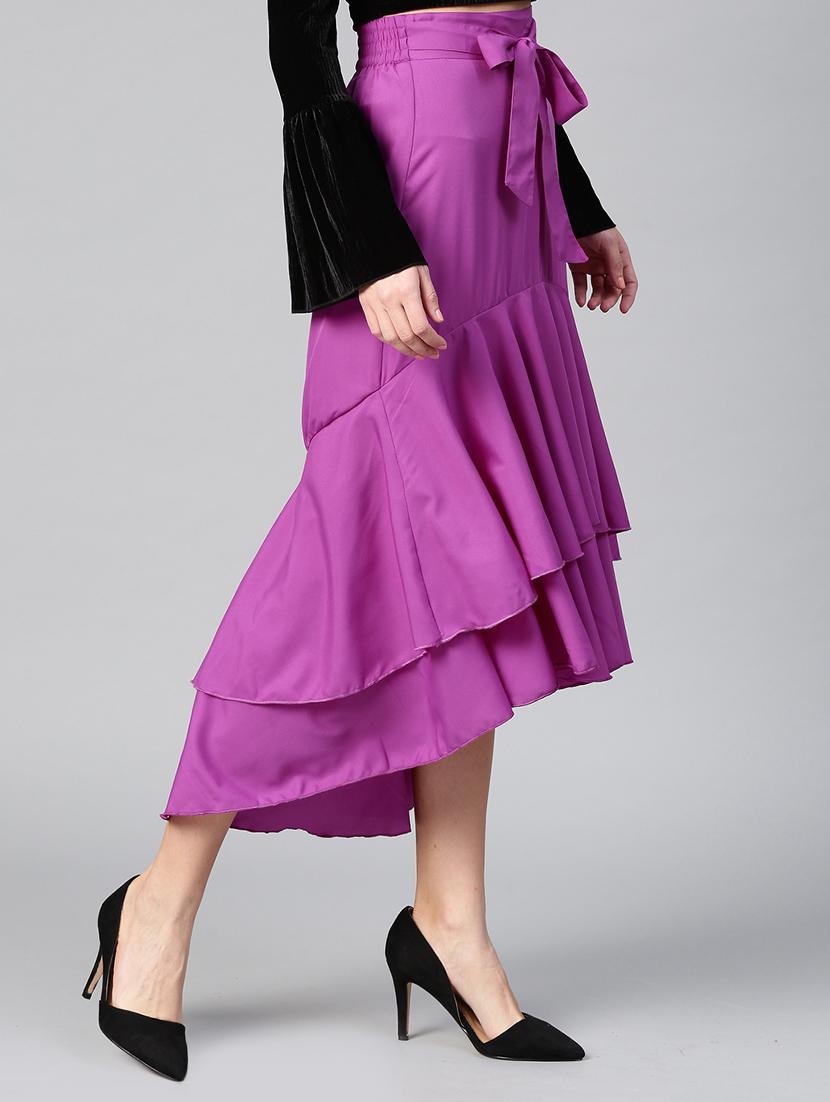 tie-knot waist ruffled high-low skirt - 15856027 - Zoom Image - 2