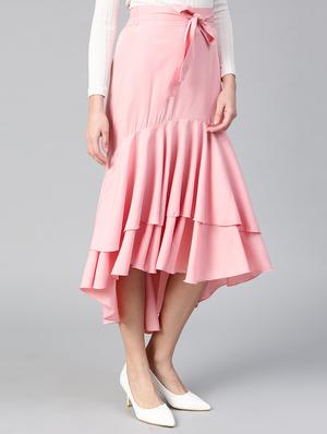 tie-knot waist ruffled high-low skirt - 15856051 - Standard Image - 2