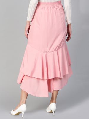 tie-knot waist ruffled high-low skirt - 15856051 - Standard Image - 3