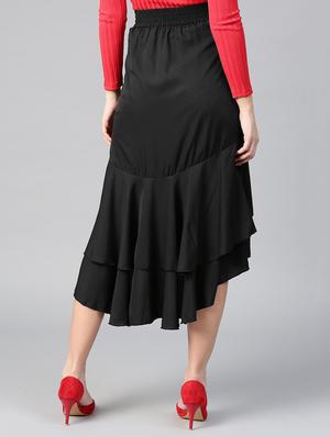 tie-knot waist ruffled high-low skirt - 15856054 - Standard Image - 3