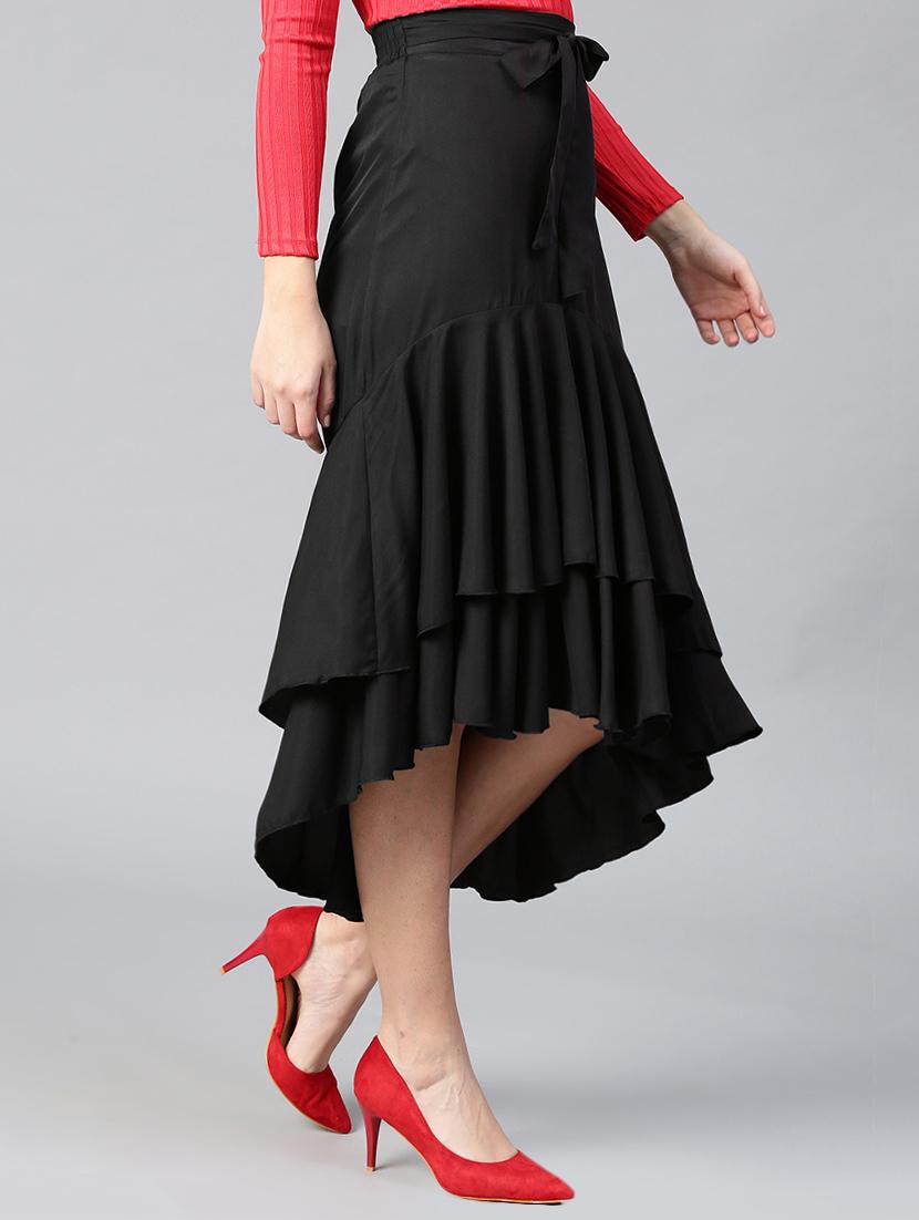 tie-knot waist ruffled high-low skirt - 15856054 - Zoom Image - 2
