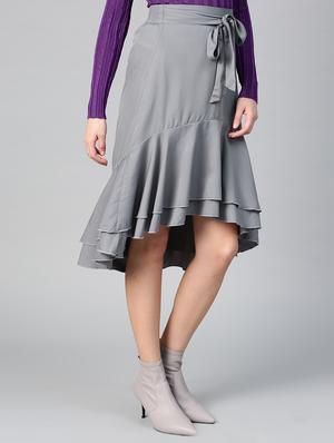 tie-knot waist ruffled high-low skirt - 15856062 - Standard Image - 2