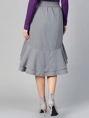 tie-knot waist ruffled high-low skirt - 15856062 - Standard Image - 3