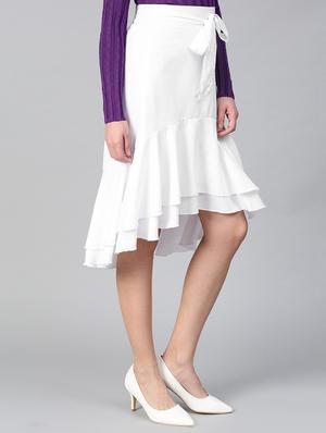 tie-knot waist ruffled high-low skirt - 15856064 - Standard Image - 2
