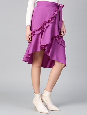 frill detail overlap tie-knot skirt - 15856083 - Standard Image - 2