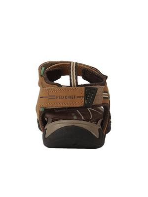 red chief brown leather back strap floaters - 15856149 - Standard Image - 3
