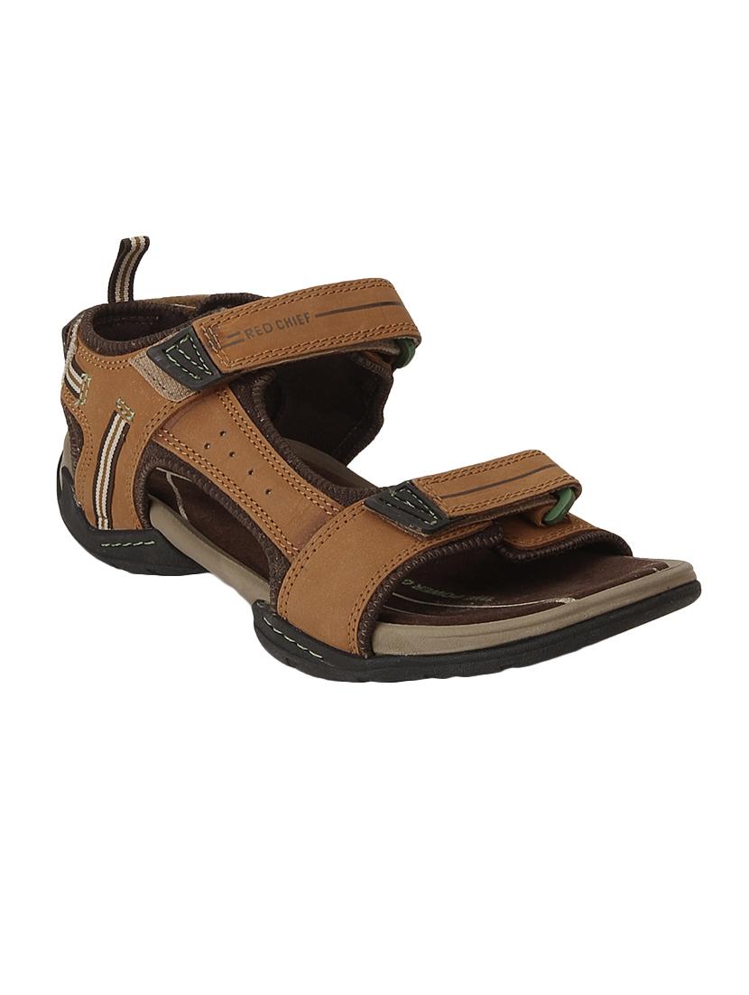 red chief brown leather back strap floaters - 15856149 - Zoom Image - 1