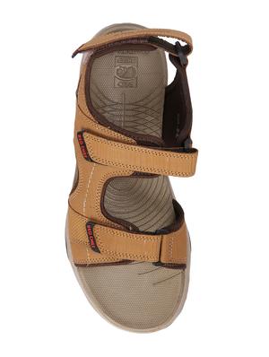 red chief tan leather back strap floaters - 15856164 - Standard Image - 4