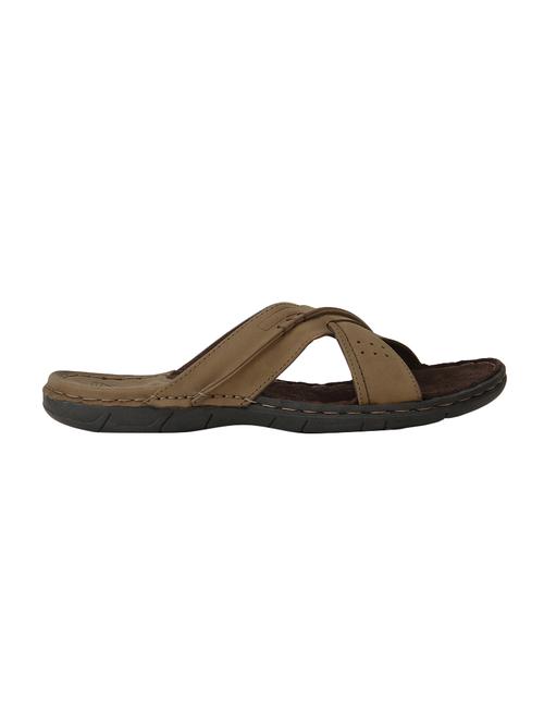 brown leather slip on slippers - 15856180 - Standard Image - 1