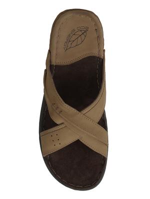 brown leather slip on slippers - 15856180 - Standard Image - 3