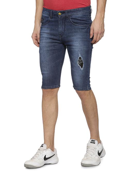 blue washed ripped denim shorts - 15856241 - Standard Image - 1