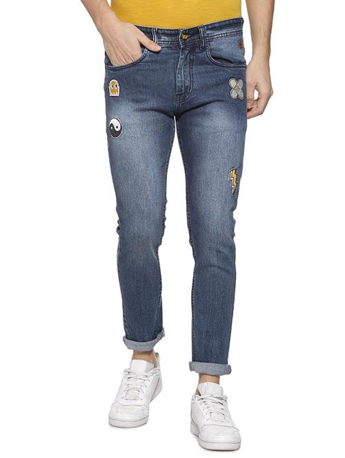blue denim patched jeans - 15856248 - Standard Image - 1