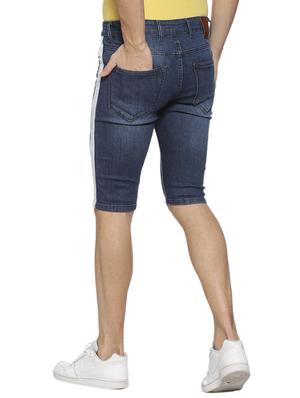 blue side striped ripped denim shorts - 15856249 - Standard Image - 3