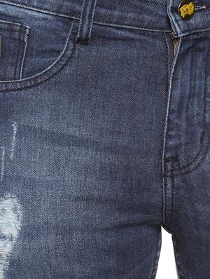 blue side striped ripped denim shorts - 15856249 - Standard Image - 4