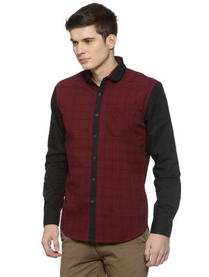 maroon checkered casual shirt - 15856256 - Standard Image - 2