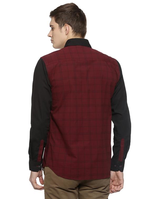 maroon checkered casual shirt - 15856256 - Zoom Image - 3