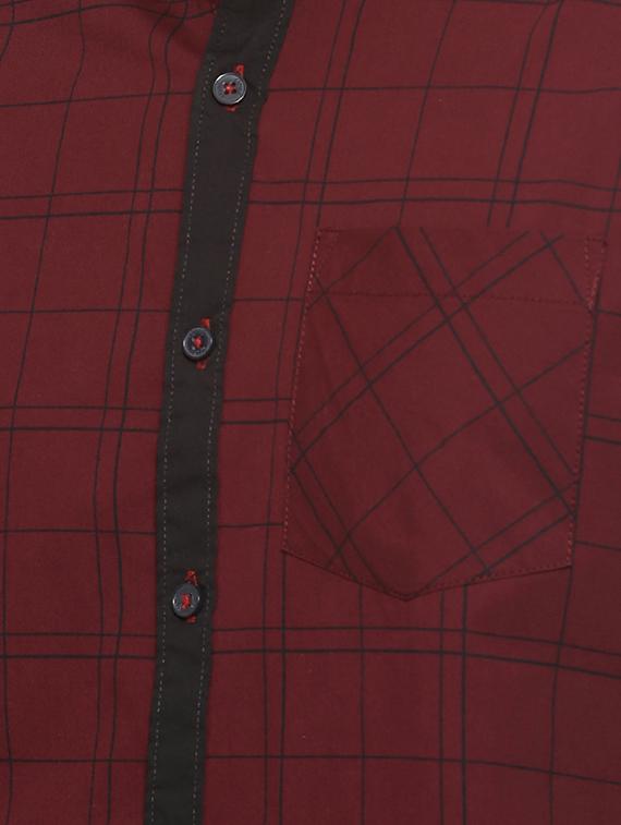maroon checkered casual shirt - 15856256 - Zoom Image - 4